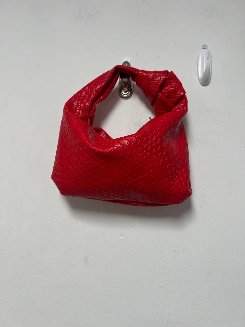 Motf Red Woven Hobo Shoulder Bag